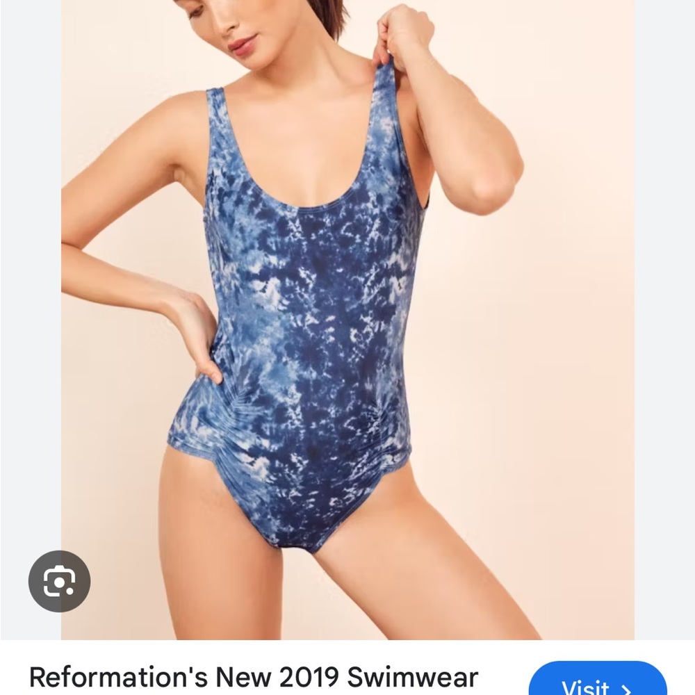 Reformation Topanga Blue Tie-Dye One Piece Swimsuit